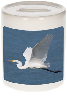 Bellatio Decorations Dieren foto spaarpot grote zilverreiger 9 cm - vogels spaarpotten jongens en meisjes