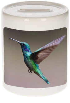 Bellatio Decorations Dieren foto spaarpot kolibrie vogel vliegend 9 cm - vogels spaarpotten jongens en meisjes Multi