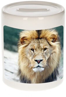 Bellatio Decorations Dieren foto spaarpot leeuw 9 cm - leeuwen spaarpotten jongens en meisjes