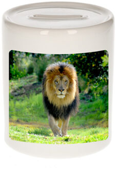Bellatio Decorations Dieren foto spaarpot leeuw 9 cm - leeuwen spaarpotten jongens en meisjes