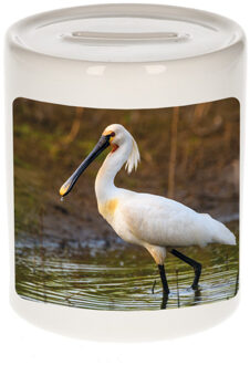 Bellatio Decorations Dieren foto spaarpot lepelaar vogel 9 cm - vogels spaarpotten jongens en meisjes