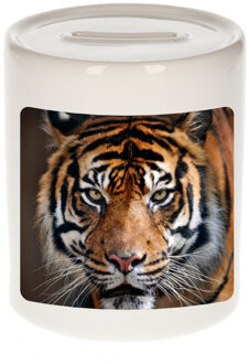Bellatio Decorations Dieren foto spaarpot tijger 9 cm - tijgers spaarpotten jongens en meisjes