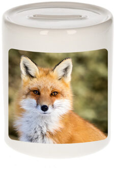 Bellatio Decorations Dieren foto spaarpot vos 9 cm - vossen spaarpotten jongens en meisjes