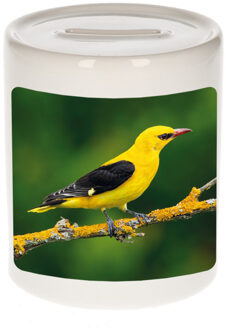 Bellatio Decorations Dieren foto spaarpot wielewaal vogel 9 cm - vogels spaarpotten jongens en meisjes