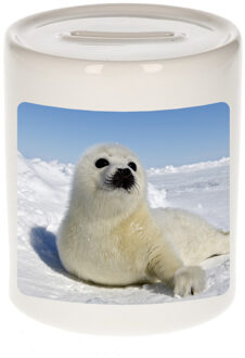 Bellatio Decorations Dieren foto spaarpot zeehond 9 cm - zeehonden spaarpotten jongens en meisjes