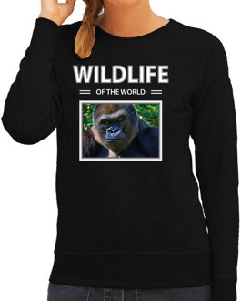 Bellatio Decorations Dieren foto sweater Aap - zwart - dames - wildlife of the world - cadeau trui Gorilla apen liefhebber 2XL