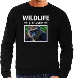 Bellatio Decorations Dieren foto sweater Aap - zwart - heren - wildlife of the world - cadeau trui Gorilla apen liefhebber 2XL