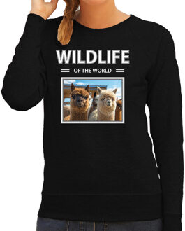 Bellatio Decorations Dieren foto sweater Alpaca - zwart - dames - wildlife of the world - cadeau trui Alpaca's liefhebber 2XL