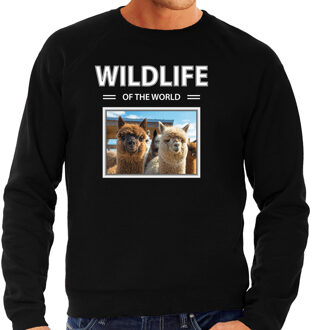 Bellatio Decorations Dieren foto sweater Alpaca - zwart - heren - wildlife of the world - cadeau trui Alpaca's liefhebber 2XL