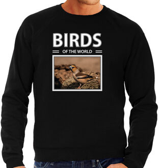 Bellatio Decorations Dieren foto sweater Appelvink - zwart - heren - birds of the world - cadeau trui vogel liefhebber 2XL