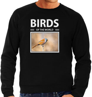 Bellatio Decorations Dieren foto sweater Baardmannetje vogel - zwart - heren - birds of the world - cadeau trui vogel liefhebber 2XL