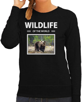 Bellatio Decorations Dieren foto sweater Beer - zwart - dames - wildlife of the world - cadeau trui Beren liefhebber 2XL