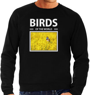 Bellatio Decorations Dieren foto sweater Blauwborst vogel - zwart - heren - birds of the world - cadeau trui Blauwborst vogels liefhebber 2XL