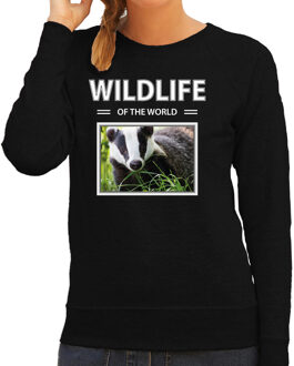 Bellatio Decorations Dieren foto sweater Das - zwart - dames - wildlife of the world - cadeau trui Dassen liefhebber 2XL