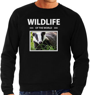 Bellatio Decorations Dieren foto sweater Das - zwart - heren - wildlife of the world - cadeau trui Dassen liefhebber 2XL