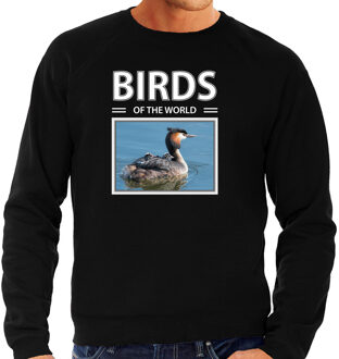 Bellatio Decorations Dieren foto sweater Fuut - zwart - heren - birds of the world - cadeau trui vogel liefhebber 2XL