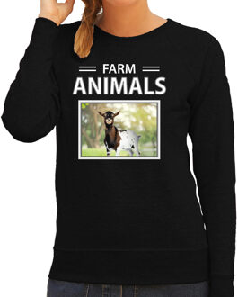 Bellatio Decorations Dieren foto sweater Geit - zwart - dames - farm animals - cadeau trui Geiten liefhebber XL