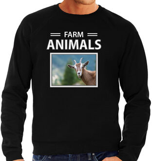 Bellatio Decorations Dieren foto sweater Geit - zwart - heren - farm animals - cadeau trui Geiten liefhebber L