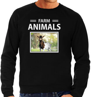 Bellatio Decorations Dieren foto sweater Geit - zwart - heren - farm animals - cadeau trui Geiten liefhebber M