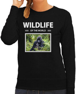 Bellatio Decorations Dieren foto sweater Gorilla aap - zwart - dames - wildlife of the world - cadeau trui Gorillas liefhebber 2XL