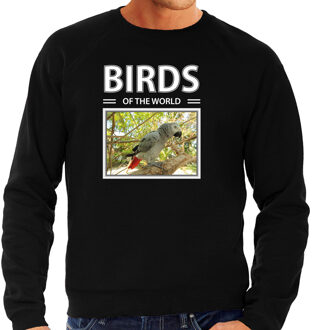 Bellatio Decorations Dieren foto sweater Grijze roodstaart papegaai - zwart - heren - birds of the world - cadeau trui Papegaaien liefhebber 2XL