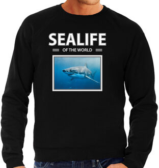 Bellatio Decorations Dieren foto sweater Haai - zwart - heren - sealife of the world - cadeau trui Haaien liefhebber 2XL