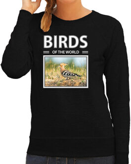 Bellatio Decorations Dieren foto sweater Hop - zwart - dames - birds of the world - cadeau trui Hop vogels liefhebber 2XL