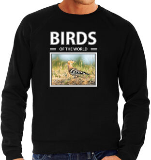 Bellatio Decorations Dieren foto sweater Hop - zwart - heren - birds of the world - cadeau trui Hop vogels liefhebber 2XL