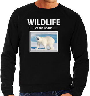 Bellatio Decorations Dieren foto sweater Ijsbeer - zwart - heren - wildlife of the world - cadeau trui Ijsberen liefhebber 2XL