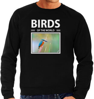 Bellatio Decorations Dieren foto sweater IJsvogel - zwart - heren - birds of the world - cadeau trui vogel liefhebber 2XL