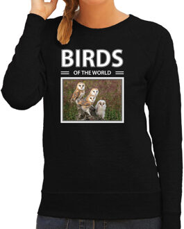 Bellatio Decorations Dieren foto sweater Kerkuil - zwart - dames - birds of the world - cadeau trui uilen liefhebber L