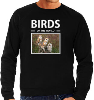 Bellatio Decorations Dieren foto sweater Kerkuil - zwart - heren - birds of the world - cadeau trui uilen liefhebber M