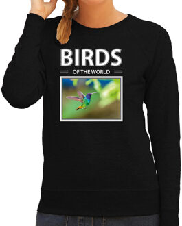 Bellatio Decorations Dieren foto sweater Kolibrie vogel - zwart - dames - birds of the world - cadeau trui Kolibries liefhebber 2XL