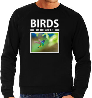 Bellatio Decorations Dieren foto sweater Kolibrie vogel - zwart - heren - birds of the world - cadeau trui vogel liefhebber 2XL