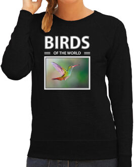 Bellatio Decorations Dieren foto sweater Kolibrie - zwart - dames - birds of the world - cadeau trui vogel liefhebber 2XL