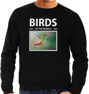 Bellatio Decorations Dieren foto sweater Kolibrie - zwart - heren - birds of the world - cadeau trui vogel liefhebber 2XL