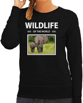 Bellatio Decorations Dieren foto sweater Olifant - zwart - dames - wildlife of the world - cadeau trui Olifanten liefhebber 2XL