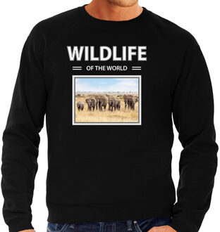 Bellatio Decorations Dieren foto sweater Olifant - zwart - heren - wildlife of the world - cadeau trui Olifanten liefhebber 2XL