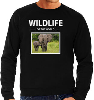 Bellatio Decorations Dieren foto sweater Olifant - zwart - heren - wildlife of the world - cadeau trui Olifanten liefhebber 2XL