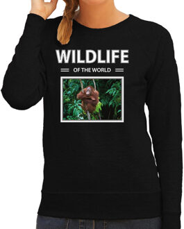 Bellatio Decorations Dieren foto sweater Orang oetan aap - zwart - dames - wildlife of the world - cadeau trui Orang oetans apen liefhebber 2XL