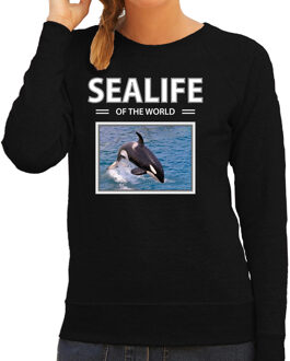 Bellatio Decorations Dieren foto sweater Orka - zwart - dames - sealife of the world - cadeau trui Orkas liefhebber 2XL