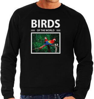 Bellatio Decorations Dieren foto sweater Papegaai - zwart - heren - birds of the world - cadeau trui Papegaaien liefhebber 2XL