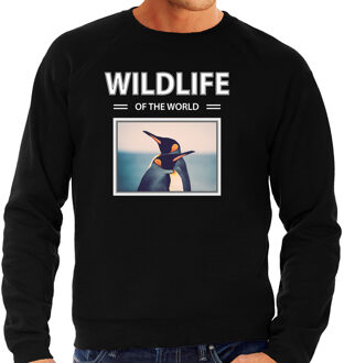 Bellatio Decorations Dieren foto sweater Pinguin - zwart - heren - wildlife of the world - cadeau trui Pinguins liefhebber 2XL