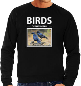 Bellatio Decorations Dieren foto sweater raaf - zwart - heren - birds of the world - cadeau trui raven / vogel liefhebber M
