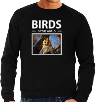 Bellatio Decorations Dieren foto sweater Ransuil - zwart - heren - birds of the world - cadeau trui uilen liefhebber S