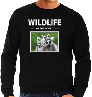 Bellatio Decorations Dieren foto sweater Ringstaart maki - zwart - heren - wildlife of the world - cadeau trui Ringstaart makis liefhebber 2XL