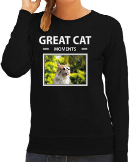 Bellatio Decorations Dieren foto sweater rode kat - zwart - dames - great cat mowoments - cadeau trui katten liefhebber S