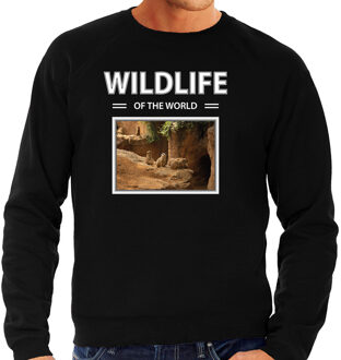 Bellatio Decorations Dieren foto sweater Stokstaartje - zwart - heren - wildlife of the world - cadeau trui Stokstaartjes liefhebber 2XL