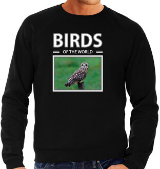 Bellatio Decorations Dieren foto sweater Velduil - zwart - heren - birds of the world - cadeau trui uilen liefhebber XL