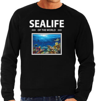 Bellatio Decorations Dieren foto sweater Vis - zwart - heren - sealife of the world - cadeau trui Vissen liefhebber M